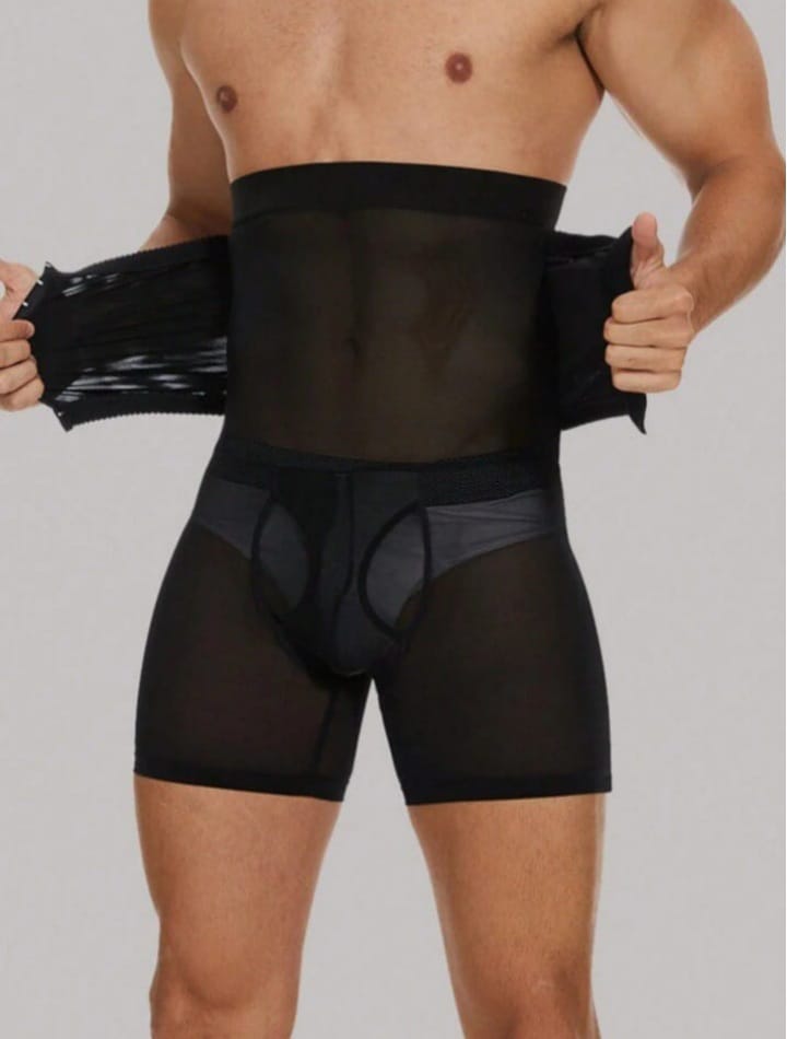 Men's High Waist Mesh Patchwork Shapewear